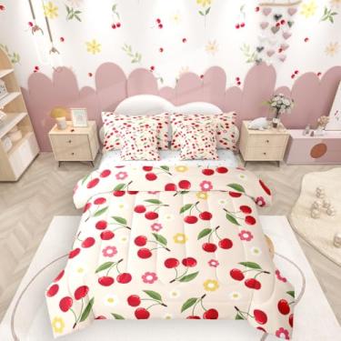 Imagem de Jogo de cama king size floral rosa em uma bolsa, conjunto de cama com estampa de flor de cerejeira fofa, decoração de quarto kawaii, com estampa de frutas kawaii, conjunto de cama de princesa