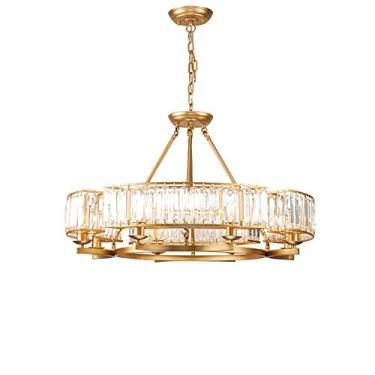 Imagem de RAUGAJ Lustres, Lustre, Lustre de Cristal Redondo de Luxo Vintage Redondo Cristal Pendurado Lâmpada Moderna Luz de Teto de Cristal Americano para Sala de Estar Sala de Jantar Quarto Luminária de Teto