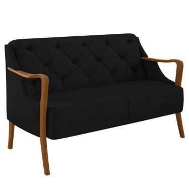 Imagem de Poltrona Namoradeira 2 Lugares 135cm Capitonê Lapa M22 Veludo Preto - Mpozenato