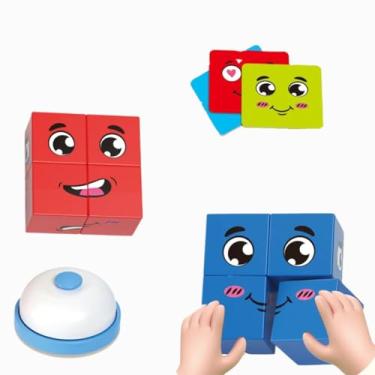 Imagem de Jogo das Emoções Educativo com Cubos Coloridos para 1-4 Jogadores Desenvolvimento Infantil de Expressões Faciais e Sentimentos
