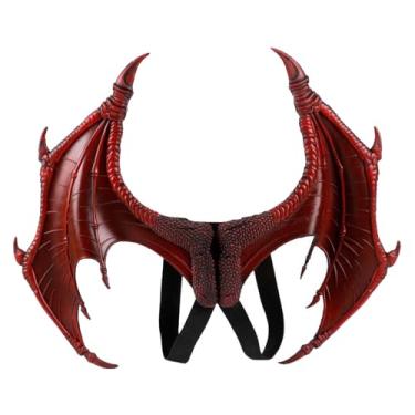 Imagem de Xiaojikuaipao 3D Halloween Dragon Wing Accessory Easter Props Decor Masquerade Cosplay Demon Dinosaur Carnival Scary Costumes for Adult Kids, PU Leather Halloween Dragon - Red