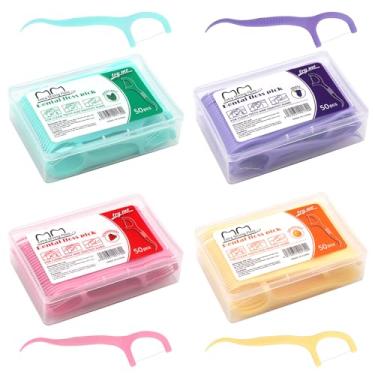 Imagem de LEEGAWU 200 peças de fio dental de viagem palitos profissionais de fio dental palitos de fio dental com estojo de viagem, palhetas de fio dental superfino, palhetas dentárias para limpeza de dentes