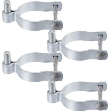 Imagem de Hicarer 4 peças de dobradiça de poste de portão de elos de corrente de 6 cm OD x 1,5 cm de diâmetro de corrente de aço galvanizado dobradiça de poste de portão com peças de parafusos e porcas