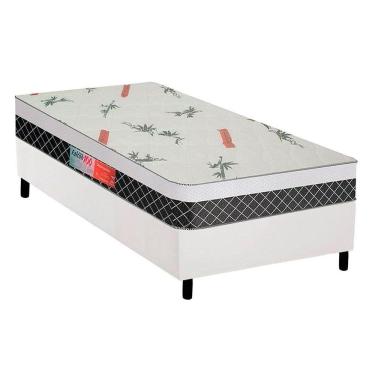 Imagem de Cama Box Solteiro: Colchão Anatômico Plumatex D28-ep Falcon Ultra FirmeBase Courano White(88x188)