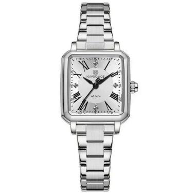 Imagem de Relógio Feminino Design Sofisticado Quartzo Em Aço Inoxidável À Prova Da Água Casual Branco Prata