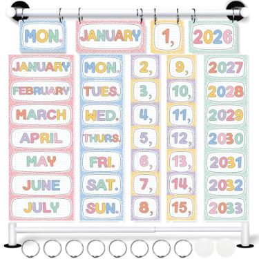 Imagem de Cadernos de composição, calendário, colorido, magnético, colorido, quadro de avisos, com suporte ajustável, composição, decoração de sala de aula, com 60 cartões de data, para escola, casa, escritório