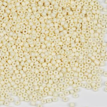 Imagem de Contas de semente de 3 mm de cor bege cerca de 4000 peças/110 gramas em saco, 8/0 contas de vidro para artesanato de brincos e colar (bege)
