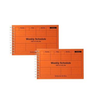 Imagem de MARK'STYLE Agenda semanal sem data A6, pacote com 2 – Agendador horizontal de tamanho de bolso de 58 semanas com visão geral mensal e lista de tarefas para mesa, escritório ou estudo (laranja)