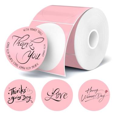 Imagem de Etiquetas adesivas térmicas redondas de 5 cm, rosa, 400 peças