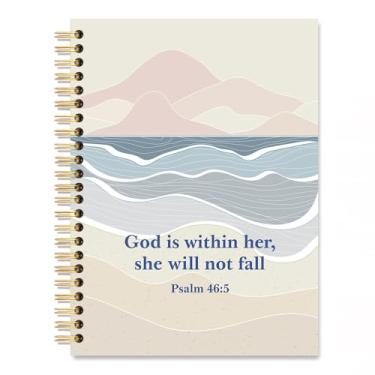 Imagem de Vgrti Caderno Espiral God is Within Her She Will Not Cair, Caderno Cristão Paisagem para Mulheres, Diário de Oração da Igreja, Versículo Bíblico Inspirador Presentes para Mulheres Amigas Professoras