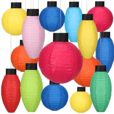 Imagem de Ctosree 12 peças de lâmpadas coloridas de papel penduradas de Natal, lanternas, decorações de festa de Natal, lanternas, placa de teto, ornamentos internos para decoração de festa de Natal, árvore e