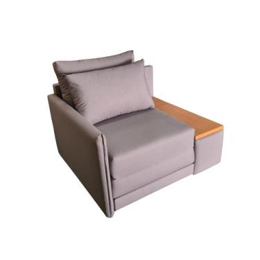 Imagem de Poltrona Cama Solteiro com Tampo Baú Lateral Direito Tecido Acquablock