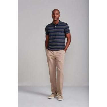 Imagem de Camisa Polo Malha Slim Fit - Verde Floresta / Azul Marinho - HIGHSTIL,