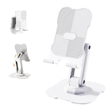 Imagem de Soseelnee Suporte de telefone dobrável para mesa 360 suporte de celular giratório de altura ajustável para smartphones e e-readers de 4 a 10 polegadas (branco)