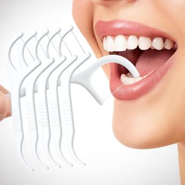 Imagem de Kit 50 Fio Dental com Hastes Cabo Floss Picks Interdentais Limpeza Dental Profunda Portátil Flosser Fio com Cabo