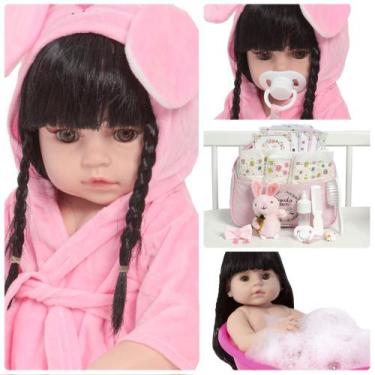 Imagem de Bebe Reborn Morena Princesa 46cm Saída de Banho + Itens - Cegonha Rebo