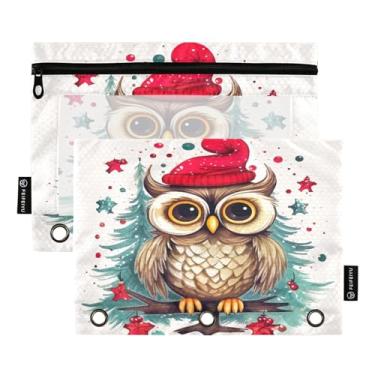 Imagem de Wassud Coruja fofa com chapéu de Natal, pacote com 2 pastas, pastas de bolso com 3 furos, pasta organizadora para casa, escritório