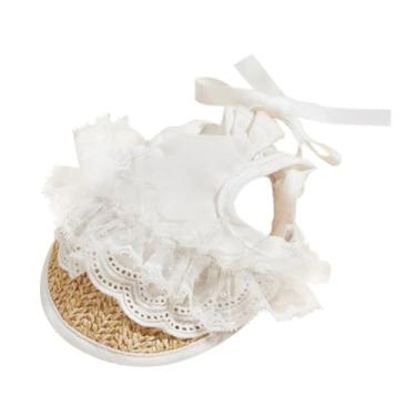 Imagem de Chapéu de palha para cães com laço para animais de estimação suprimentos ao ar livre ajustável chapéu protetor solar para cães fofo animal de estimação boné de verão gato (M, branco)