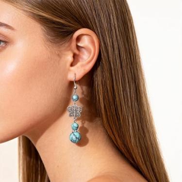 Imagem de Brincos femininos turquesa estilosos, boêmios, pingente de pingente, ideia de presente