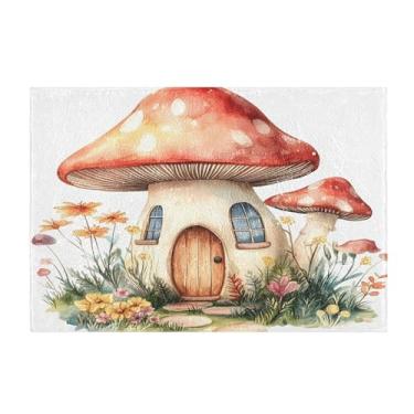 Imagem de Burbuja Tapete de banheiro de cabine de cogumelo de desenho animado, tapete de banheiro absorvente extra macio com suporte antiderrapante para banheiro, banheira e chuveiro, 40 x 61 cm