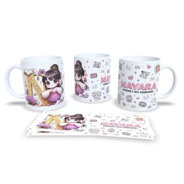 Imagem de Caneca Personalizada Amanda, Design Dorama, Anime Kawaii, Cerâmica Branca, com Ilustração de Personagem (N)