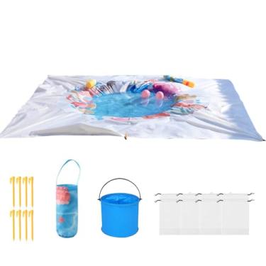Imagem de Piscina infantil para bebês - piscina infantil com balde de água e tapete de praia - Brinquedo portátil para crianças, viagens de verão, piquenique, viagem de férias - almofada impermeável à prova de