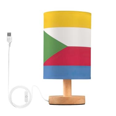 Imagem de Joisal Abajur de leitura da bandeira nacional das Comores, abajur de mesa, decoração de mesa de cabeceira