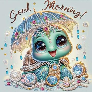 Imagem de SHICERNHJ Kits de arte de diamante 5D de tartarugas marinhas para adultos, kits de pintura de diamante de formato especial para desenho de tartaruga, pontos de diamante de strass de cristal DIY e