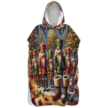 Imagem de Joisal Quebra-Nozes de Natal, Poncho de Surfe, Roupão de Troca, Roupão de Praia com Capuz Floral, Plus Size, Ponchos de Praia para Homens