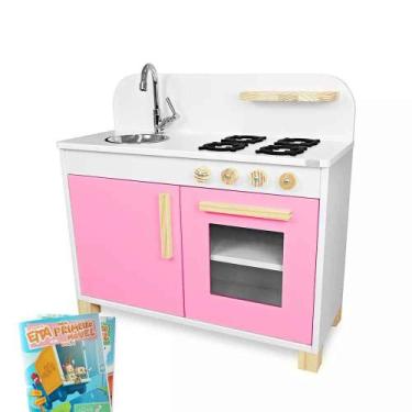 Imagem de Cozinha Infantil de Madeira Compacta Rosa - Eita Casa Perfeita