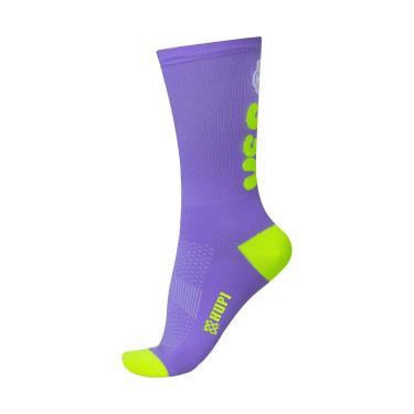Imagem de Meia para Corrida HUPI Yes Run 1 Par Cano Médio, Cor: Roxo/Amarelo, Tamanho 36-42