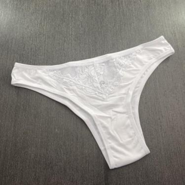 Imagem de Calcinha Básica Renda Frontal Transparente Cor:BrancoTamanho:GG - Kit 