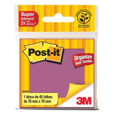 Imagem de Bloco Adesivo Post-it Roxo c/ 45 Folhas 76 x 76 mm - 3M