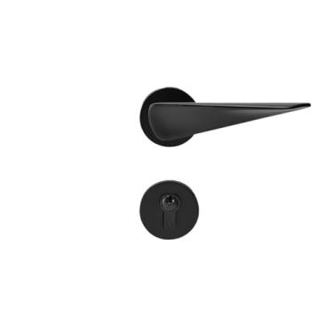 Imagem de Fechadura de porta mecânica de latão simples para quarto silencioso fechadura magnética dividida maçaneta interna de latão (preto, sucção magnética)