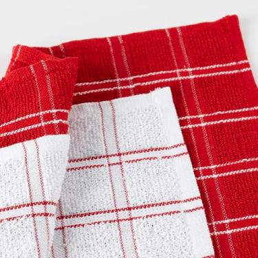 Imagem de Kit 2 Panos De Copa Prato Para Cozinha Felpudo 45x65cm Xadrez Chess (Vermelho)