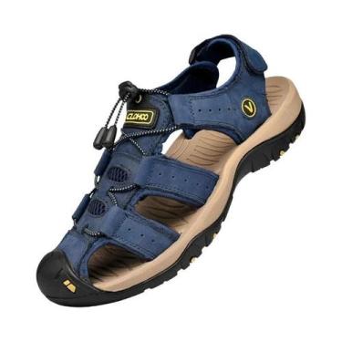 Imagem de Sandálias De Couro Masculinas Feitas À Mão, Respirável, Com Solado De 