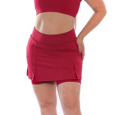 Imagem de Short Saia Fitness Bolso Roupa Feminina Academia Vermelho - ElementFit