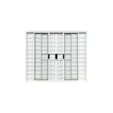 Imagem de Janela veneziana 6 folhas vidro liso linha 20 alumínio branco com grad