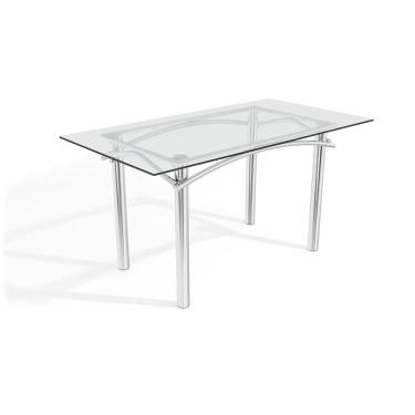 Imagem de Mesa Elba Kappesberg Cromada com Tampo De Vidro Incolor 150cm