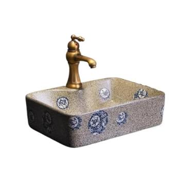 Imagem de Lavatório de pia de banheiro pequena pia de banheiro estilo retrô (incluindo torneira e tubo de drenagem) Bancada moderna