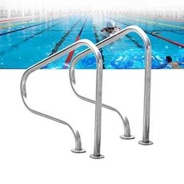 Imagem de Corrimãos de segurança para piscinas 80 cm x 28 cm x 80 cm Trilho manual de montagem fácil com kit de instalação para piscinas internas e externas