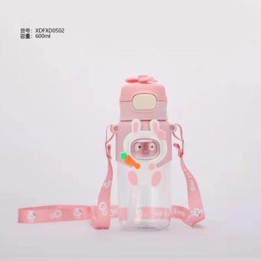 Imagem de Garrafa Com Canudo Infantil Safari Snh14 Snel Home Modelo: Rosa Coelho