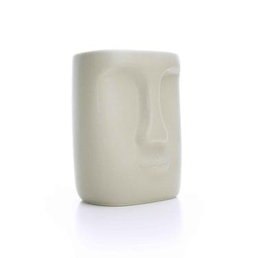 Imagem de Cachepot Em Cerâmica Rosto Cinza 17x14cm