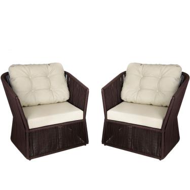Imagem de 2 Poltronas Alumínio P/ Área Externa, Varanda, Jardim, Sala