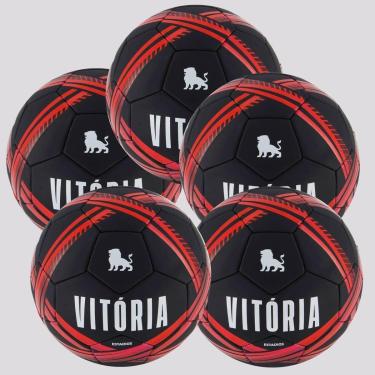 Imagem de Kit 5 Bolas Vitória Estádios 24 Campo Preta e Vermelha-Masculino