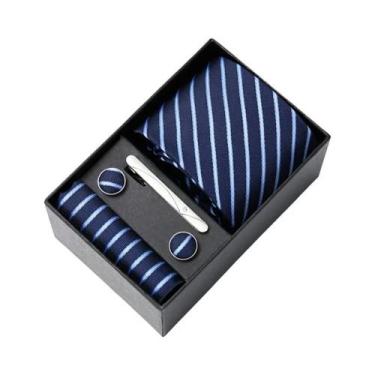 Imagem de Conjunto De Gravata, Abotoaduras E Lenço De Bolso Masculino Preto Arte