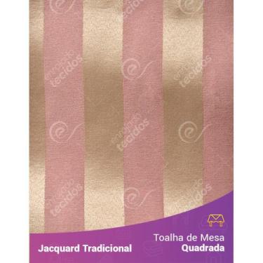 Imagem de Toalha de Mesa Quadrada em Tecido Jacquard Rosa Envelhecido e Dourado 