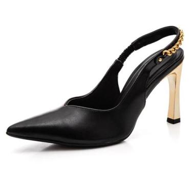 Imagem de Sapato Bebece Slingback Bico Fino Salto Alto REF:T9452-227, Preto, 35
