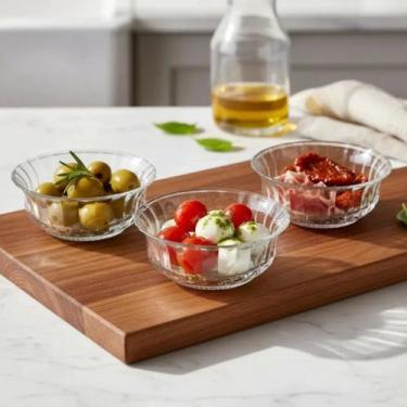 Imagem de Conjunto 3 Potes Vidro Mantimentos Refratário Vasilha Recipiente Servi