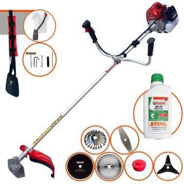 Imagem de Roçadeira 6 Em 1 Kawashima BCJ620L 62cc Com Carretel + Faca 2 Pontas + Faca 3 Pontas + Faca 40 Dentes + Faca 80 Dentes + Escova de Aço + ÓLEO STIHL 2T